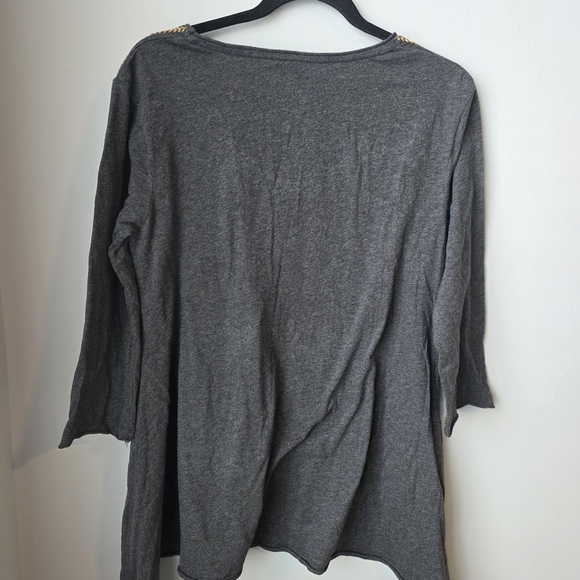 Johnny Was Embroidered Tunic Top Small Gray with Multicolor Accents - Picture 5 of 8